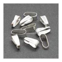 10 Bélières attache pendentif argentées 11x4mm