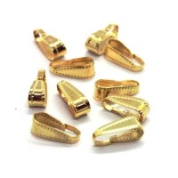 10 Bélières attache pendentif dorées 11x4mm