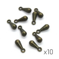 10 Breloques mini goutte 9mm bronze