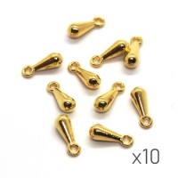 10 Breloques mini goutte 9mm dorées