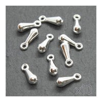 10 Breloques mini goutte 9mm argentées
