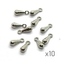 10 Breloques mini goutte 9mm vieil argent