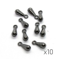 10 Breloques mini goutte 9mm gunmetal