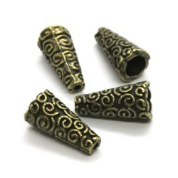 Perle coupelle cône métal 18mm bronze x4