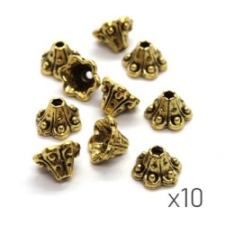 Perles coupelles métal fleur trompette 9mm doré x10