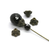 Perles coupelles fleur bronze 9mm
