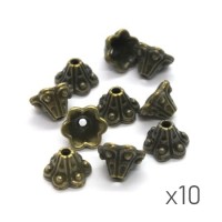 Perles coupelles métal fleur trompette 9mm bronze x10