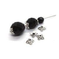 Perles coupelles feuilles 6mm argentées