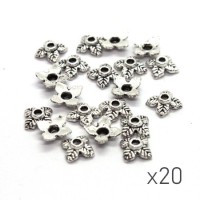 Perles coupelles feuilles 6mm argent vieilli x10