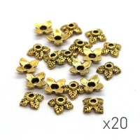 Perles coupelles feuilles 6mm  dorées x10