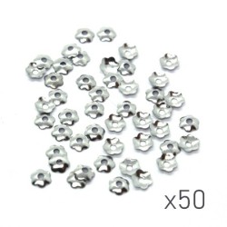 50 Mini perles coupelles 4mm vieil argent