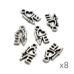 Breloque love argent vieilli 14mm x8