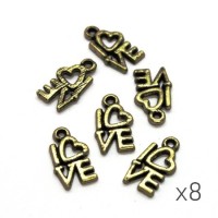 Breloque love doré vieilli 14mm x8