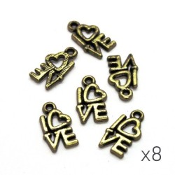 Breloque love doré vieilli 14mm x8