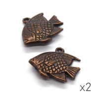 2 Breloques poisson 17mm cuivre
