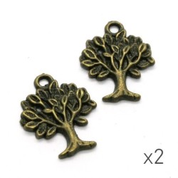 Breloque arbre 22mm bronze x2