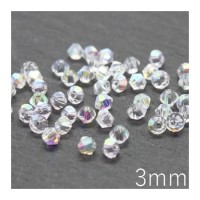 Perles toupies verre cristal 3mm cristal AB x50