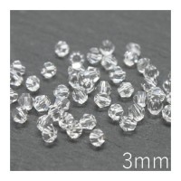 Perles toupies verre cristal 3mm cristal x50