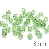 Perles toupies verre cristal 3mm vert x50