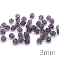 Perles toupies verre cristal 3mm violet x50