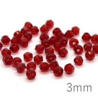 Perles toupies verre cristal 3mm rouge siam x50