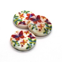 Perle en nacre 20mm imprimée papillons