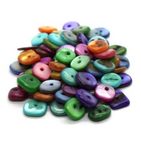 Perles chips de nacre rondes multicolores