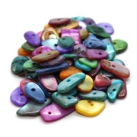 Perles chips de nacre allongées multicolores 20g