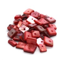 Perles chips de nacre carrées rose foncé 10g