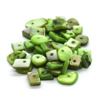 Perles chips de nacre assortiment vert clair 10g