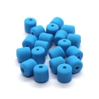 Perles fimo tonneau 6mm bleu x20