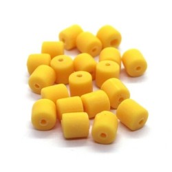 Perles fimo tonneau 6mm jaune bouton d'or x20