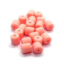 Perles fimo tonneau 6mm pêche x20