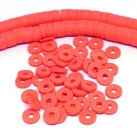 Perles rondelles Heishi en fimo orange