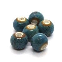 Perle céramique ronde 8mm bleu moucheté