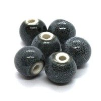 Perle céramique ronde 10mm gris moucheté