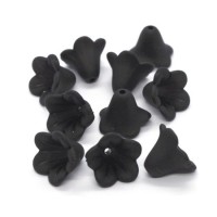 Perles fleurs lucite acrylique 14mm noir x10