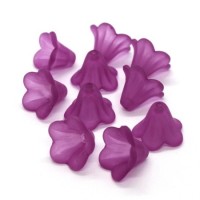 Perles fleurs lucite acrylique 14mm prune x10