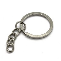 Ensemble anneau porte clés 25mm avec chainette argenté x2