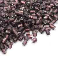 10g mini perles rocailles tube 2mm prune foncé silver lined