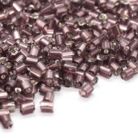 10g mini perles rocailles tube 2mm prune silver lined