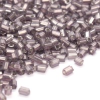 10g mini perles rocailles tube 2mm mauve clair silver lined