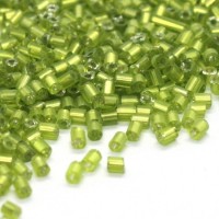 10g mini perles rocailles tube 2mm vert clair silver lined