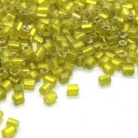 10g mini perles rocailles tube 2mm citrine silver lined