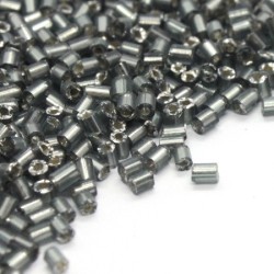 10g mini perles rocailles tube 2mm gris silver lined