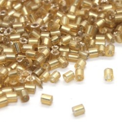 10g mini perles rocailles tube 2mm doré silver lined