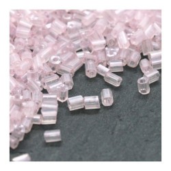 Mini perles rocailles tube 2mm rose clair