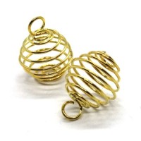Pendentif spirale cage à perle 16mm doré x2