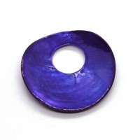 Pendentif rond en nacre indigo 38mm