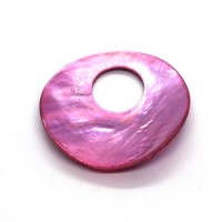 Pendentif rond en nacre rose 38mm